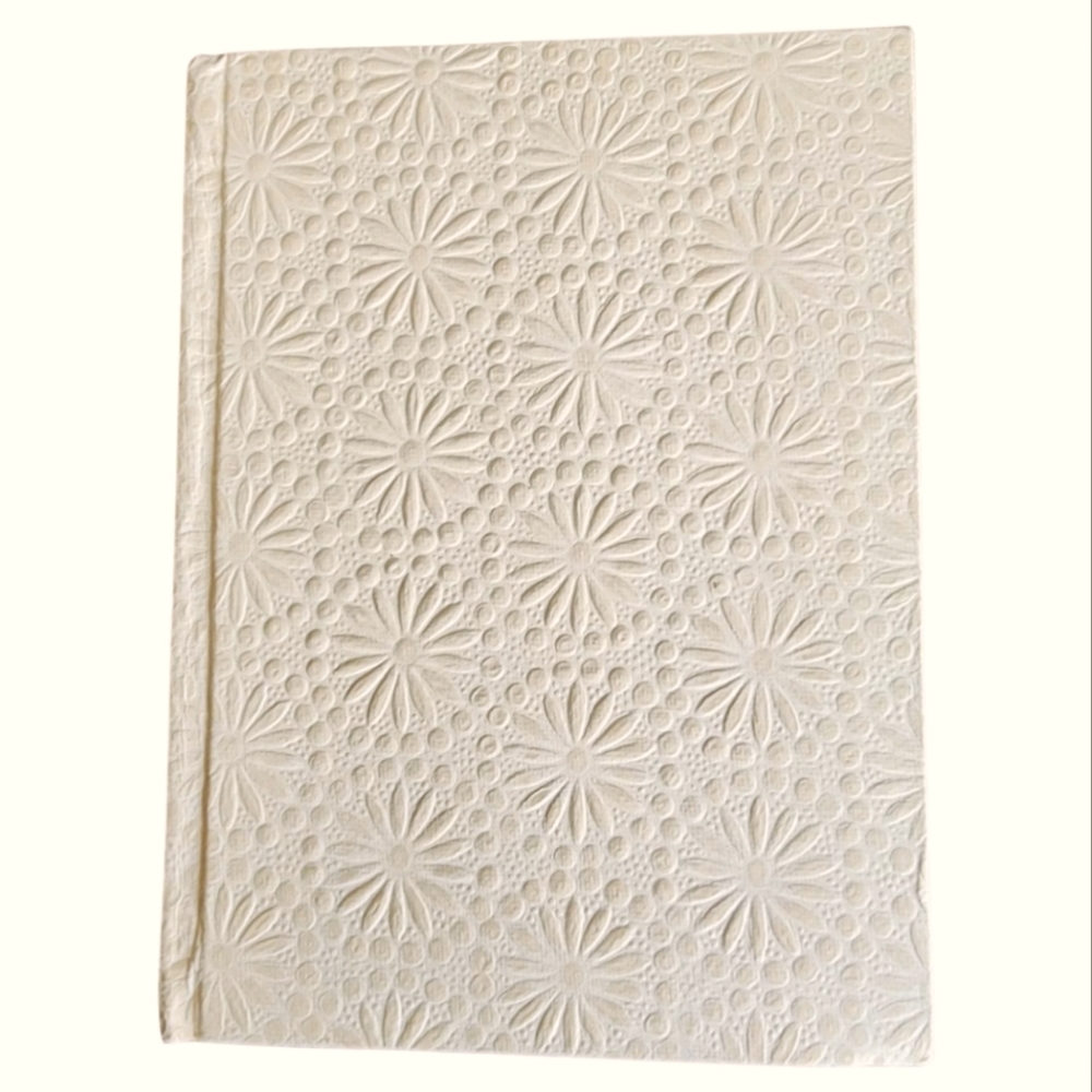 White Floral Embossed Covered Journal with Heavy Handmade Paper 48 Sheets